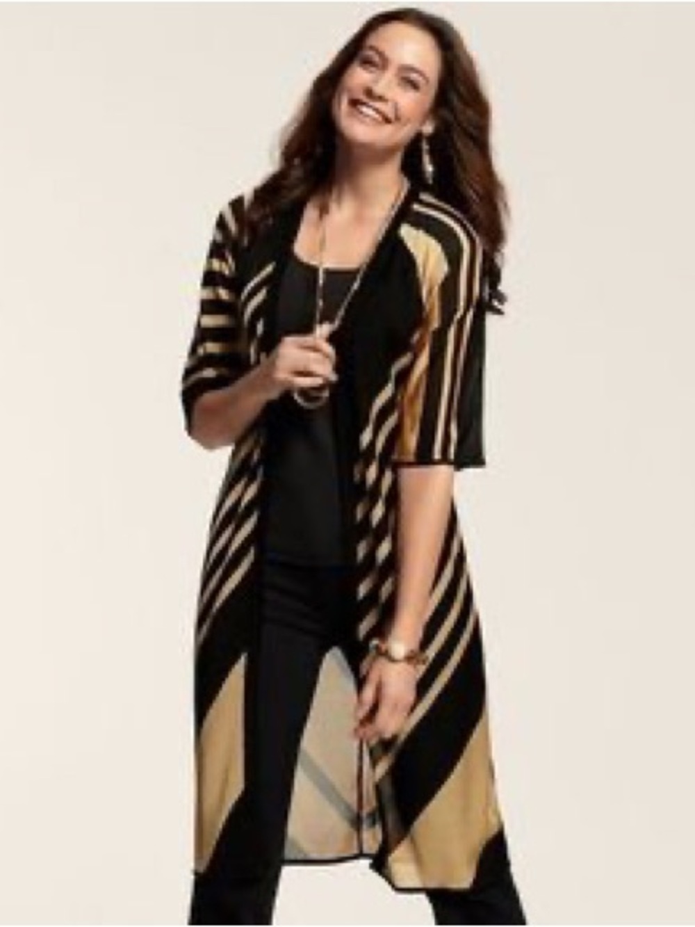 Chicos Zig Zag Stripe Sandra Duster Sweater